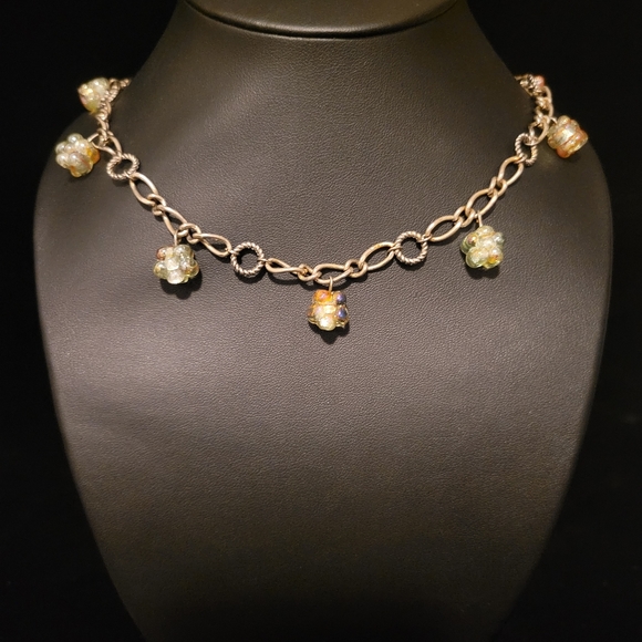 Estate Glass Flowers Beaded Necklace - Picture 2 of 4